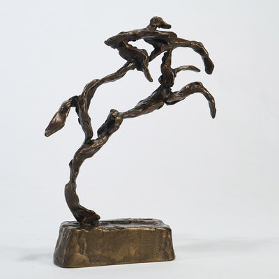 "Jumping silhouette" bronze sculpture by Salvador Fernandez Oliva | Horse polo art gallery | Equestrian art for sale