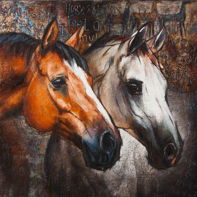 "Love story" oil on canvas painting by Alexey Klimenko | Horse polo art gallery | Equestrian art for sale