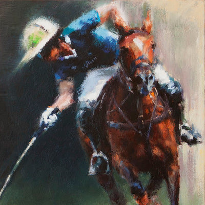 "Precision" oil on canvas painting by Alexey Klimenko | Horse polo art gallery | Polo lifestyle art for sale