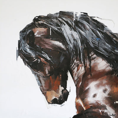 "Purasangre" acrylic on canvas painting by Haitz de Diego | Horse polo art gallery | Modern equestrian painting for sale