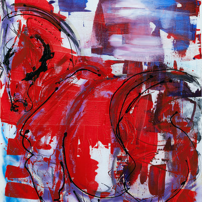 "Patriot" acrylic on canvas equine painting by Donna Bernstein | Horse polo art gallery 