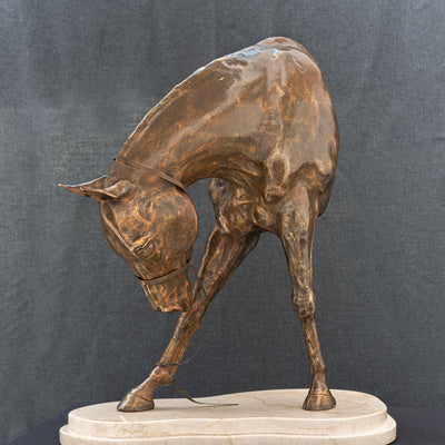 "Pialada" bronze sculpture by Ignacio Videla | Horse polo art gallery | Arabian horse