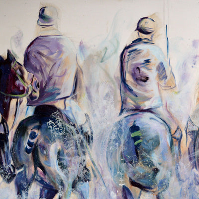 "Polo on Ice St. Moritz" oil on canvas painting by Askild Winkelmann | Horse polo art gallery | Equestrian art for sale