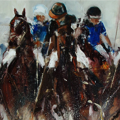"Go on" acrylic on canvas polo painting by Robert Hettich | Horse polo art gallery | Polo artwork for sale