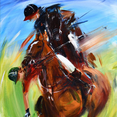 "Polo II" acrylic on canvas polo painting by Robert Hettich | Horse polo art gallery | Polo artwork for sale