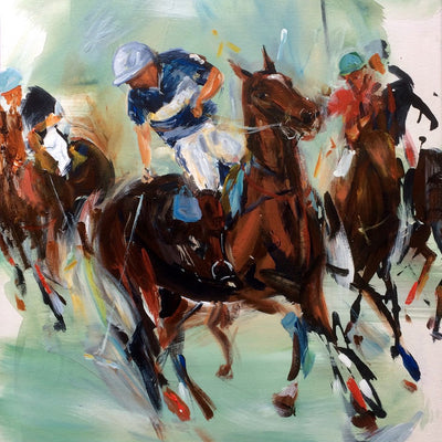 "Polo IV" acrylic on canvas polo painting by Robert Hettich | Horse polo art gallery | Polo artwork for sale
