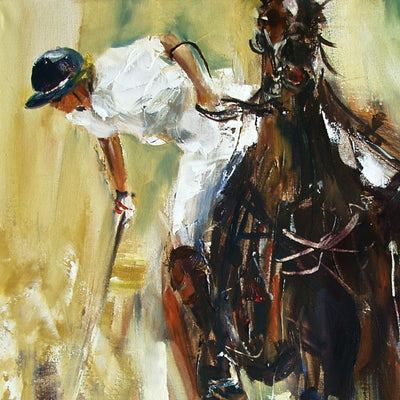 "Topscorer" acrylic on canvas polo painting by Robert Hettich | Horse polo art gallery | Polo artwork for sale