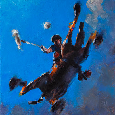 "Sky view" oil on canvas painting by Alexey Klimenko | Horse polo art gallery | Modern equestrian art for sale