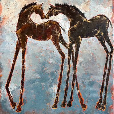 "Shining Example" oil on canvas equine painting by Cara Van Leuven | Horse polo art gallery 