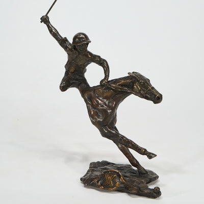"Small polo player" bronze sculpture by Salvador Fernandez Oliva | Horse polo art gallery | Equestrian art for sale