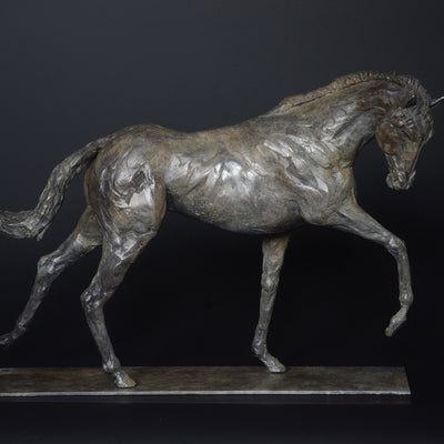 "Stallion" bronze sculpture by Edward Waites | Horse polo art gallery