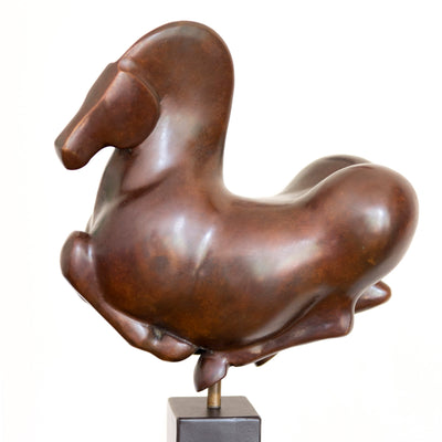 "Temptation" bronze sculpture by Ninon art | Horse polo art gallery | Contemporary sculpture for sale