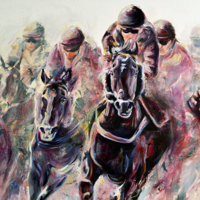 "The Chase for Victory II" oil on canvas painting by Askild Winkelmann | Horse polo art gallery | Equestrian art for sale