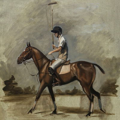 "The Player" oil on canvas polo painting by Madeleine Bunbury | Horse polo art gallery