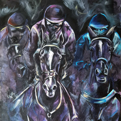 "The Three Horsemen" oil on canvas painting by Askild Winkelmann | Horse polo art gallery | Equestrian art for sale