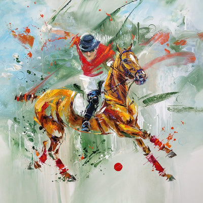 "The big final" acrylic on canvas polo painting by Anna Cher | Horse polo art gallery