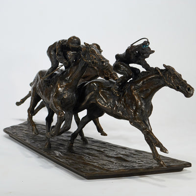 “The curve” bronze sculpture by Salvador Fernandez Oliva | Horse polo art gallery | Equestrian art for sale