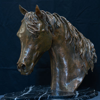 "Triana" bronze sculpture by Ignacio Videla | Horse polo art gallery | Arabian horse