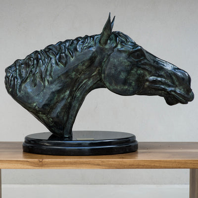 "Vendaval" bronze sculpture by Ignacio Videla | Horse polo art gallery | Arabian horse