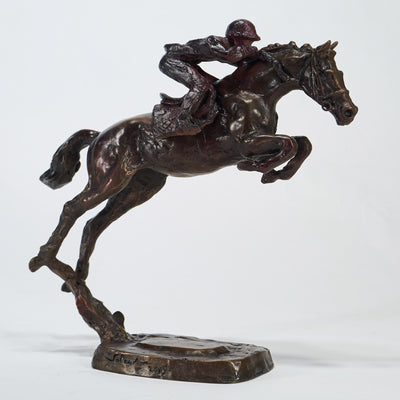 "Vertical" bronze sculpture by Salvador Fernandez Oliva | Horse polo art gallery | Equestrian art for sale