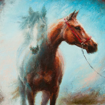 "Yin-Yang" oil on canvas painting by Alexey Klimenko | Horse polo art gallery | Horse art for sale