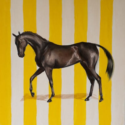 "Yellow Stripes " oil on canvas horse painting by Madeleine Bunbury | Horse polo art gallery