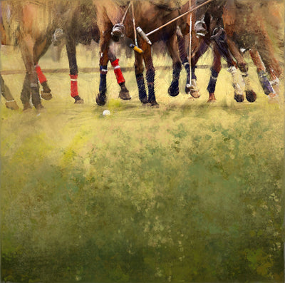 "The match" acrylic on canvas horse painting by Rafael Lago | Horse polo art gallery 